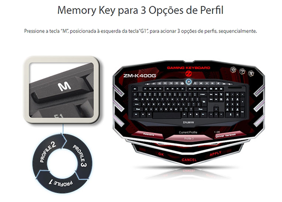 kanlim様 Teclado Gamer Zalman LED Azul e Vermelho Programável ABNT2 USB ZM