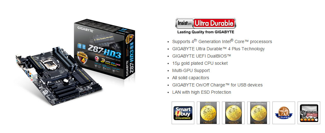 Placa Mãe Gigabyte GA-Z87-HD3 (LGA 1150 DDR3 2933) Chipset Intel
