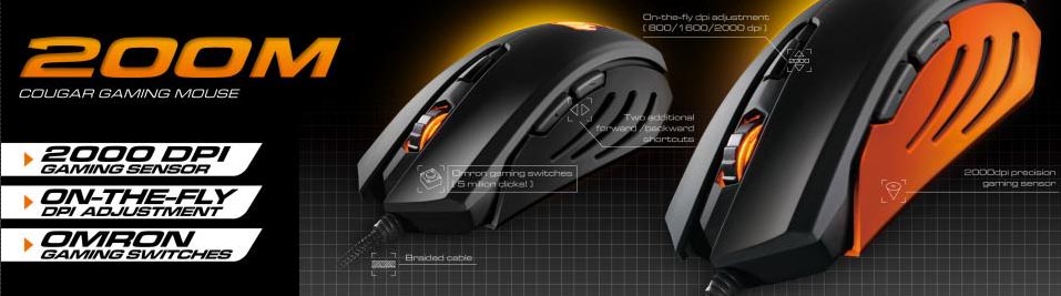 Mouse Cougar Gaming 200M - 2000dpi - 6 botões - Co