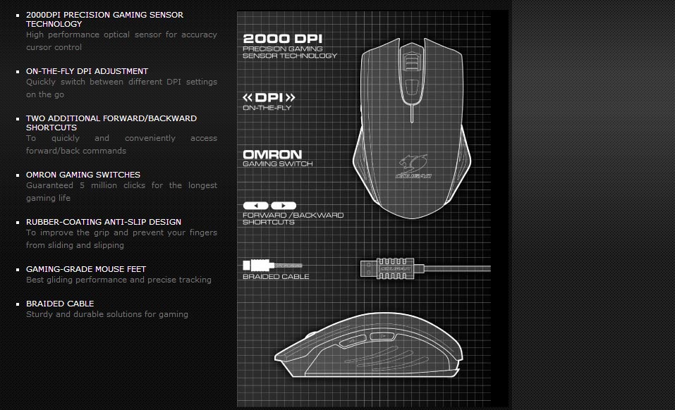 Mouse Cougar Gaming 200M - 2000dpi - 6 botões - Co