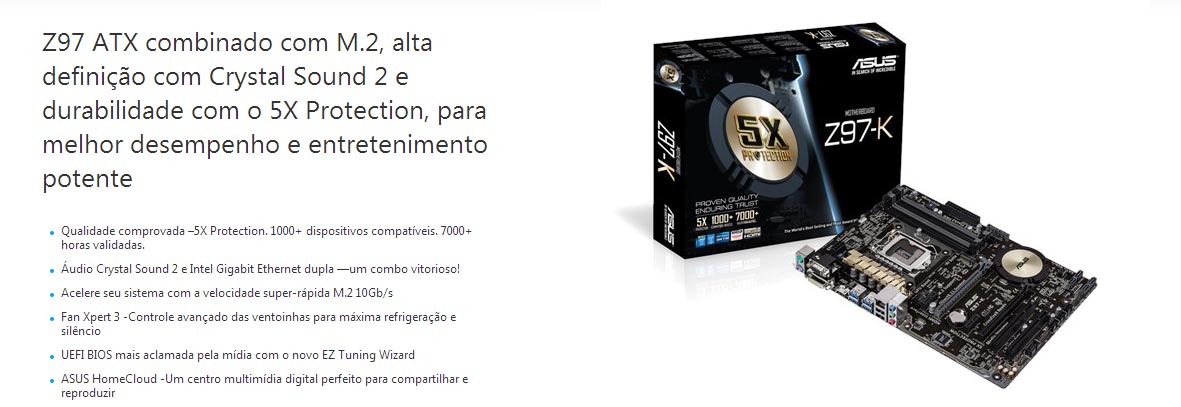Asus Z97-K (LGA 1150 DDR3 3200 O.C.) Chipset Z97 USB 3.0 Asus Z97-K (LGA 1150 DDR3 3200 O.C.) Chipset Z97 USB 3.0