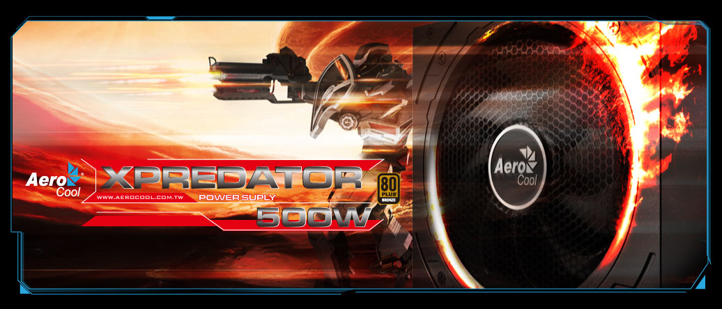 Fonte 500W AeroCool XPredator PFC Ativo Eficiência 85% 80 PLUS