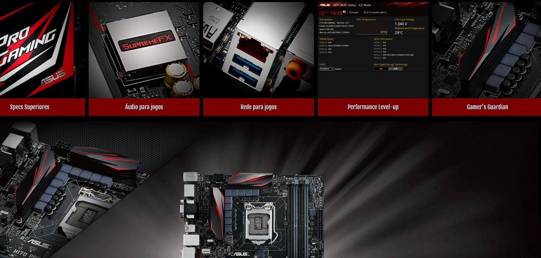 Placa Mãe Asus H170 Pro Gaming (LGA 1151 DDR4 2133) Chipset Intel