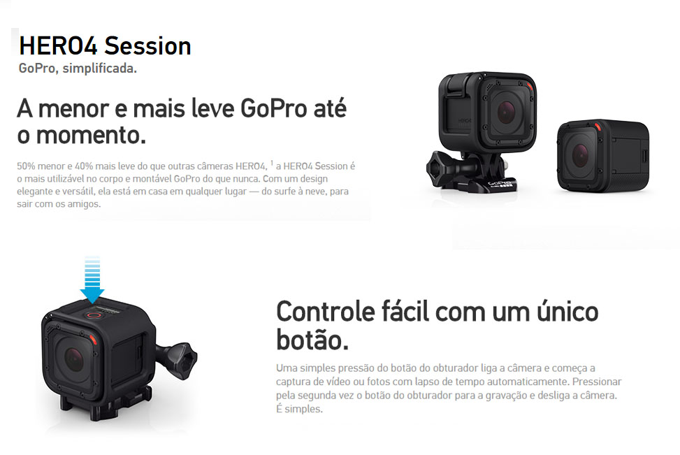 GoPro Hero4 Session Adventure 8 Mega Pixels HD Wi-Fi e Bluetooth