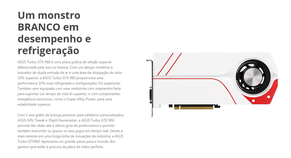 GeForce GTX 960 4GB GDDR5 128bits Asus TURBO-GTX960-OC-4GD5