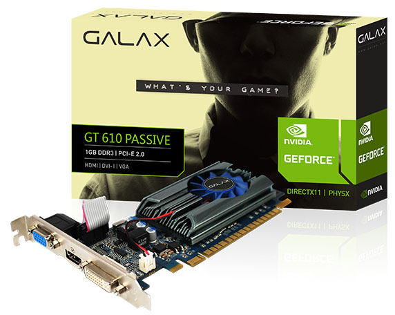 GeForce GT 610 1GB DDR3 64bits Galax 61TGS4HX2LTZ | Oficina dos Bits