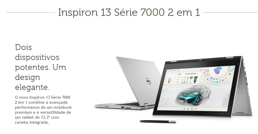 Notebook Dell Inspiron i13-7348-C20 2 em 1 Tela 13.3