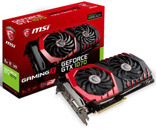 GeForce GTX 1070 8GB GDDR5 256bits MSI GTX 1070 GAMING X 8G