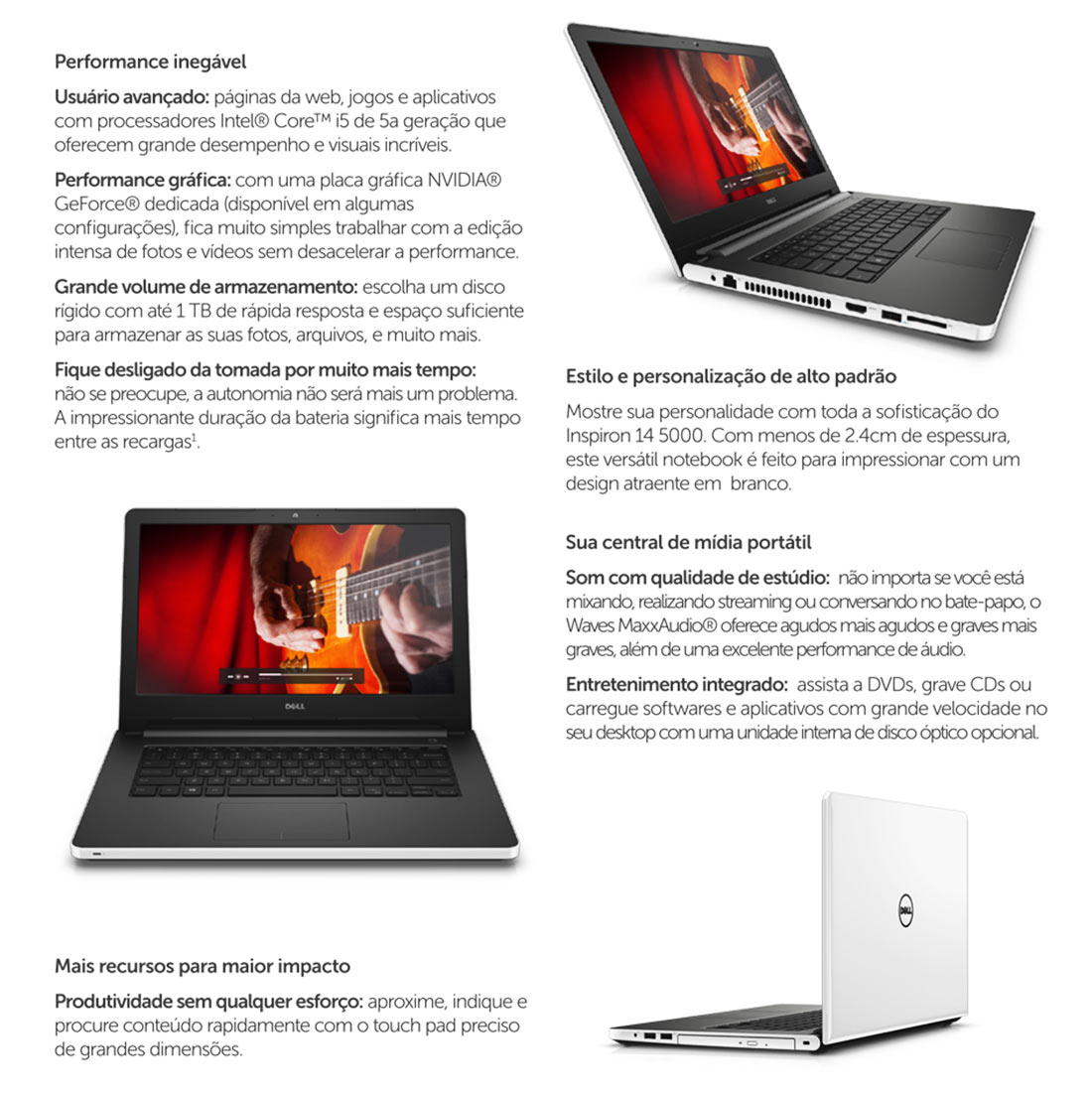 Notebook Dell Inspiron I14-5458-B40 Tela 14