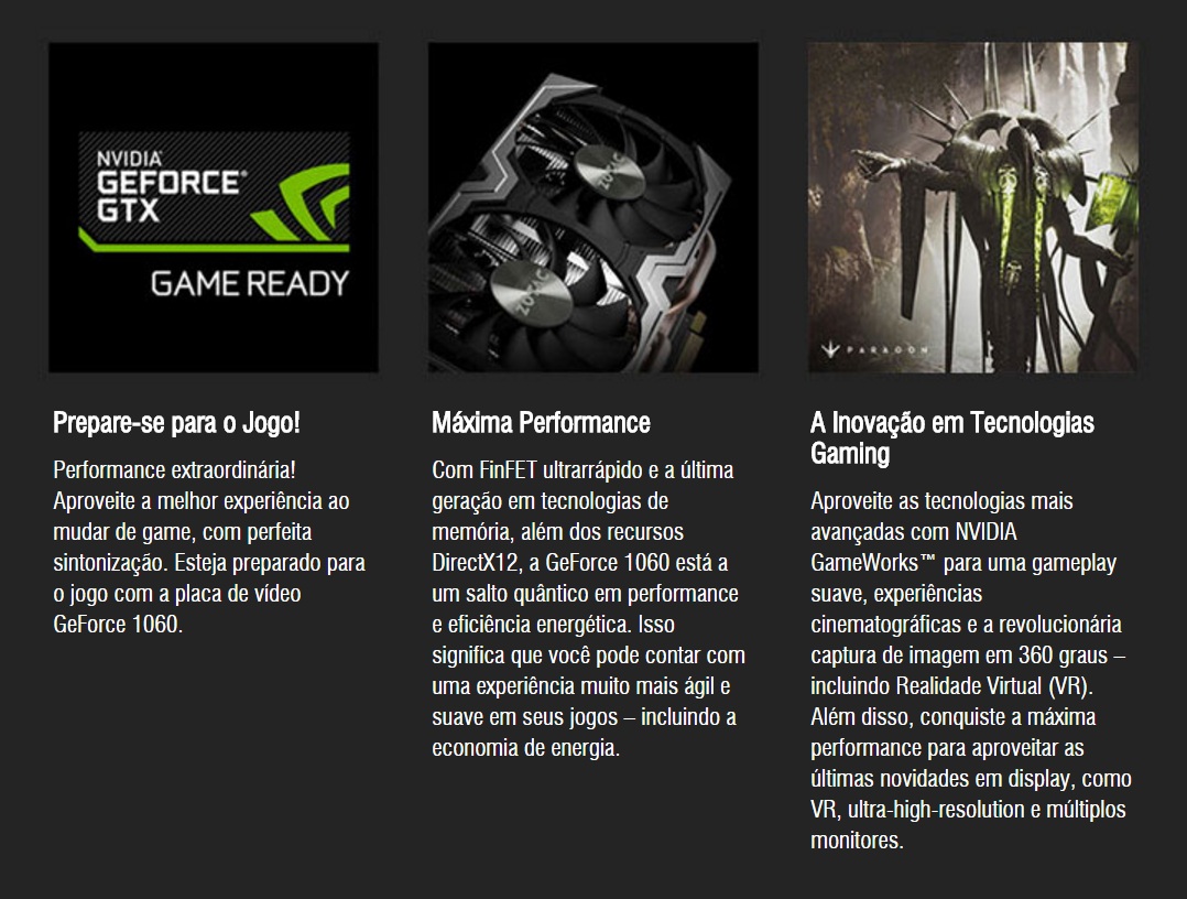 GeForce GTX 1060 6GB GDDR5 192bits AMP! Edition Zotac ZT-P10600B