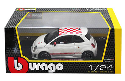Miniatura Abarth 500 Branco Escala 1:24 Bburago 18-22111 | Oficina