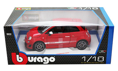 Miniatura Abarth 500 Vermelho Escala 1:18 Bburago 18-12078