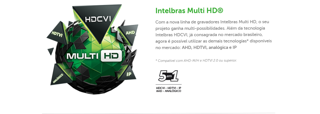 DVR 8 Canais Intelbras MHDX 1008 Multi HD IP, HDCVI, HDTVI 2.0