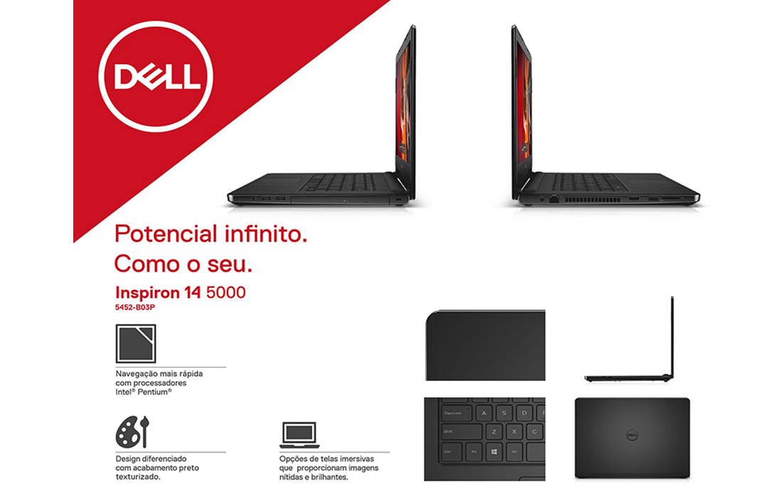 Notebook Dell Inspiron I14-5452-B03P Tela 14