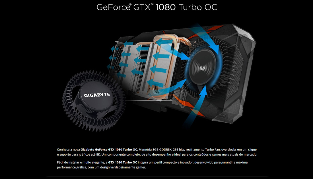 GeForce GTX 1080 8G GDDR5X 256bits Turbo Gigabyte GV-N1080TTOC-8GD