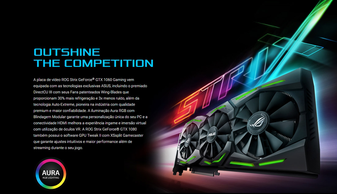 ASUS ROG Strix グラフィックボード GTX1060 6GB OC ASUS Placa gráfica GeForce GTX 1060 6GB ROG Strix OC Edition