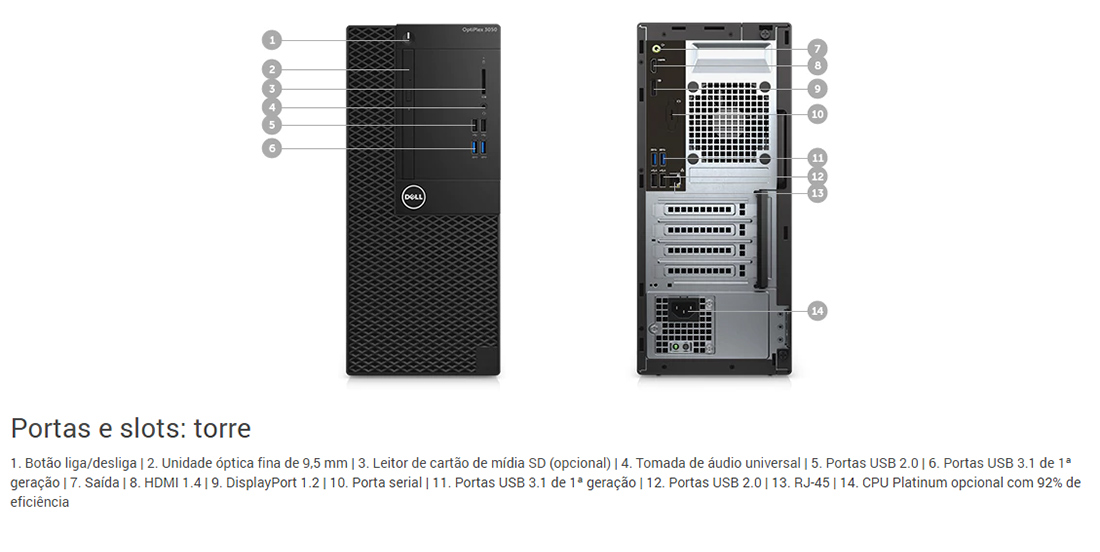 Computador Dell OptiPlex 3050 Small Desktop Intel i3 7100, 8GB, HD