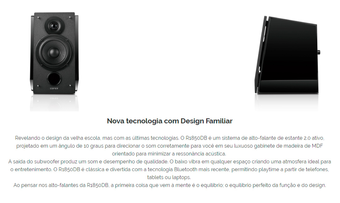 Caixa de Som Bluetooth Edifier R1850DB 70W RMS entradas RCA e