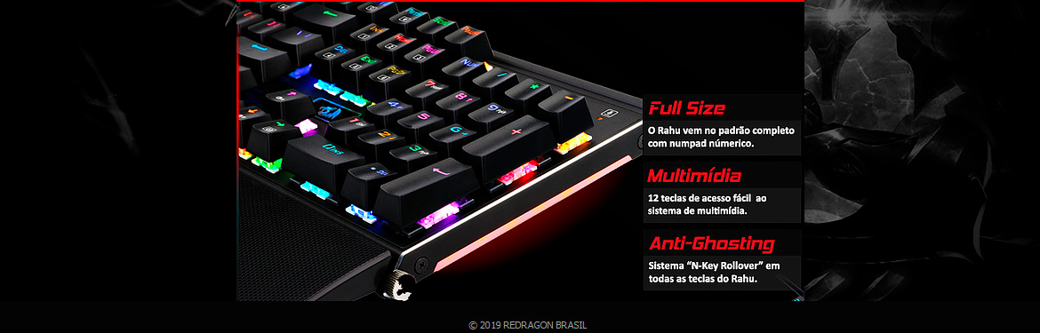 Teclado Mecânico Redragon Rahu RGB Switch Outemu Blue K567RGB ABNT2 |  Oficina dos Bits