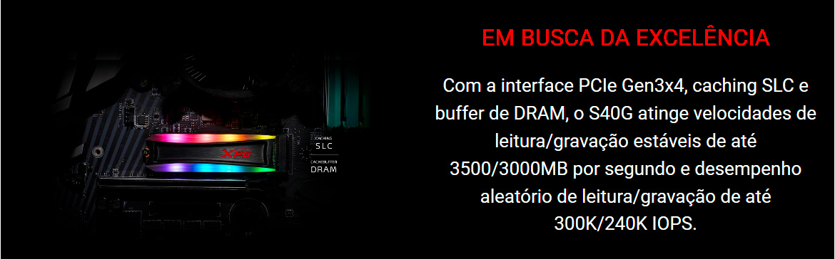 Ssd M 2 512gb Adata Xpg Spectrix S40g Nvme 3d Nand Leitura 3500 Mb S Gravacao 2400mb S Led Rgb As40g 512gt C Oficina Dos Bits