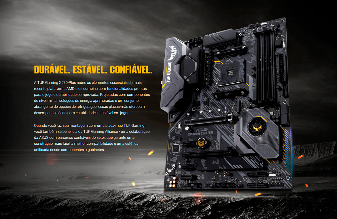Placa Mãe Asus TUF X570 PLUS GAMING (AM4 DDR4 4400 O.C) Chipset
