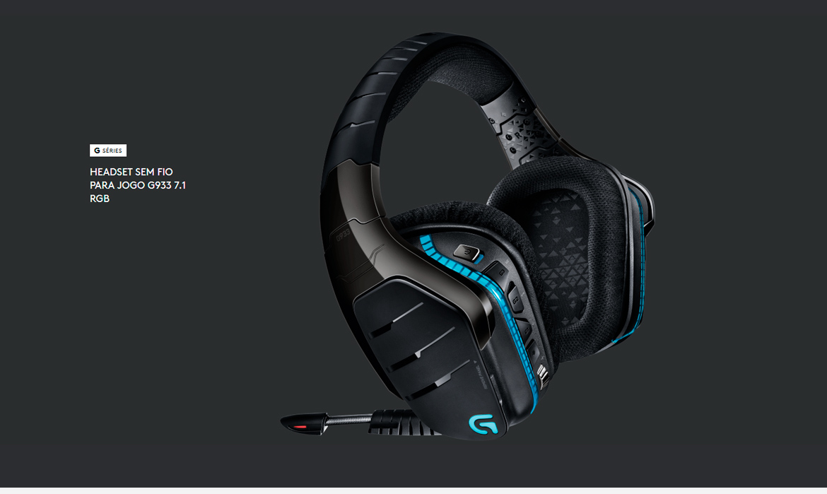 Headset Gamer Sem Fio Logitech G933 Artemis Spectrum 7.1 Surround DTS