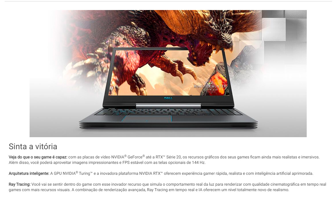 Notebook Dell Gaming G5-5590-M80P Tela 15.6