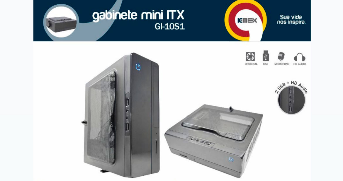 Gabinete K Mex Gi 10s1 Mini Itx Com Fonte E Placa Conversora Entradas Usb E Audio Oficina Dos Bits