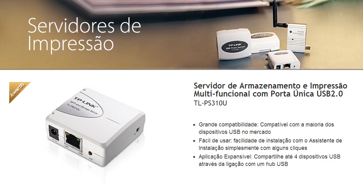 Servidor de Impressão TP-Link TL-PS310U - 1 porta RJ-45 + 1 porta USB 2 ...
